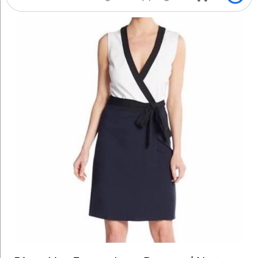 NWT Diane Von Furstenberg Gracie wrap dress, white/Navy/Black, Size 4